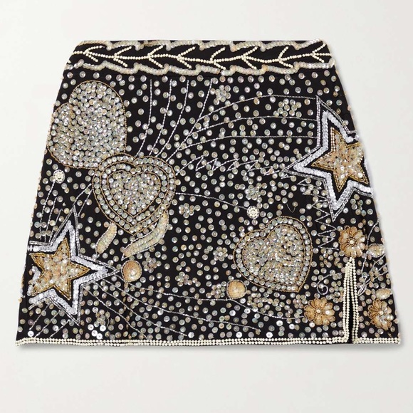 LoveShackFancy x Free People Lani Star Heart Embellished 6 / Sm Black MidRise - Picture 6 of 17